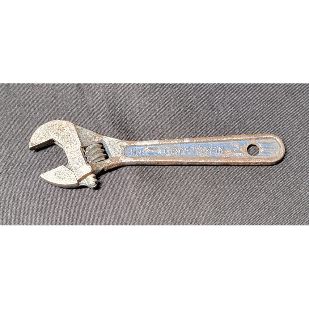 Vintage Craftsman Early 4" Inch Adjustable Wrench Forged in USA Circle Y 1950s